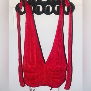 Size M. Red halter top from Garage